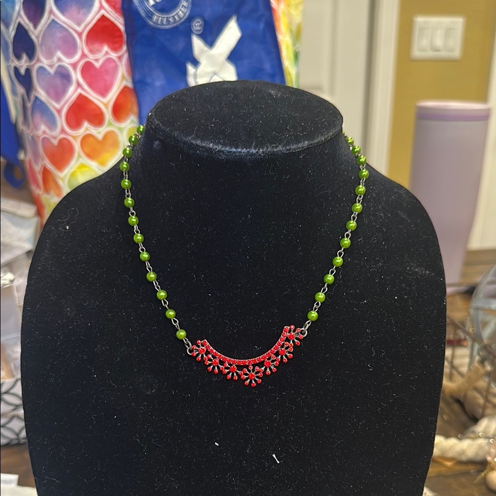 Elegant Red and Green Necklace